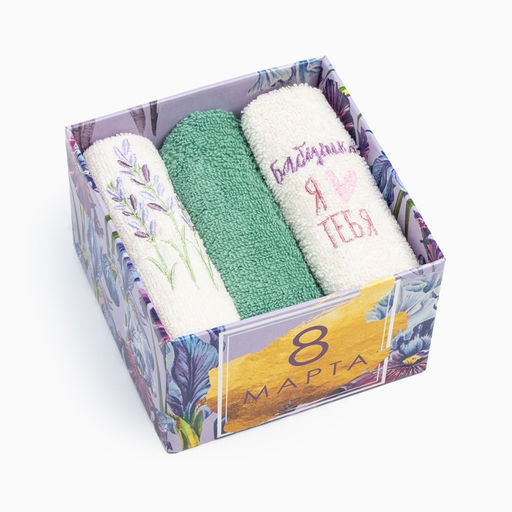 Набор полотенец Бабушка 30?30 см-3 шт., 100% хлопок 340 г/м?