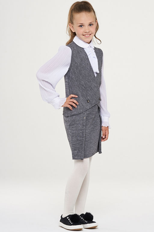 Жилет для девочек 183-7114. 049 т.серый