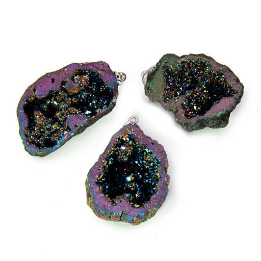 Подвеска из камня Пирит лиловый притягивает энергию благосостояния и убирает преграды