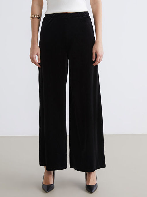 Beli Lastikli Geni? Pa?a Kad?n Kadife Pantolon