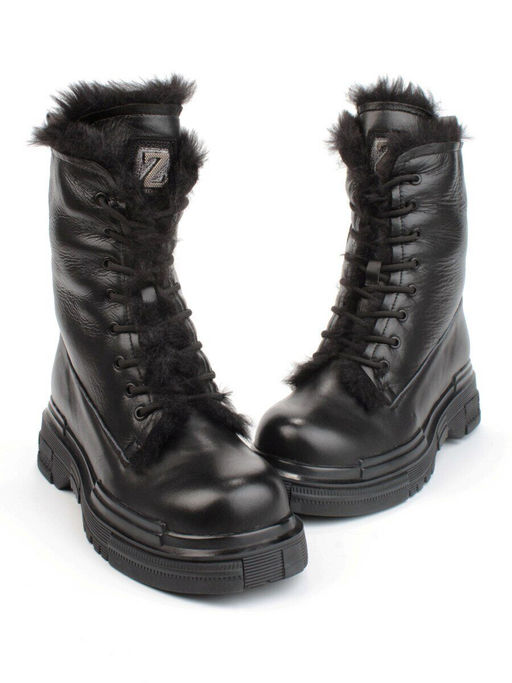 04-YPM5822A BLACK Ботинки зимние женские (натуральная кожа, натуральный мех) - Фабричный китай фото 7