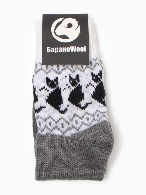 Носки женские шерстяные «Котик», серые, р-р 25-27