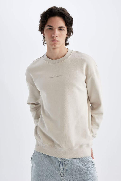 Толстовка свободного кроя с круглым вырезом и принтом - Defacto фото 4