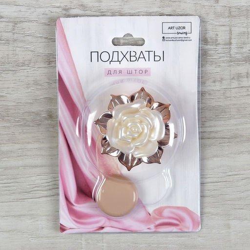 Цена за 6 шт. Подхват для штор Роза, d = 5 см, цвет золотой - Арт узор фото 3