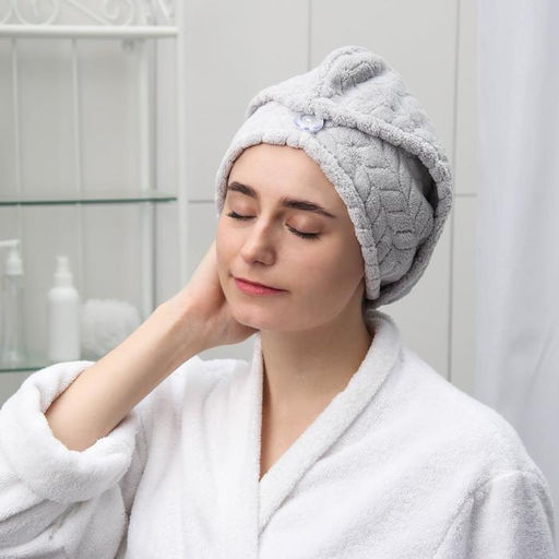 Чалма с пуговкой для сушки волос Доляна Нежность, микрофибра, цвет МИКС  фото 9