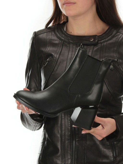 01-PCM450-1 BLACK Ботинки Челси демисезонные женские (натуральная кожа, байка) - Фабричный китай фото 2