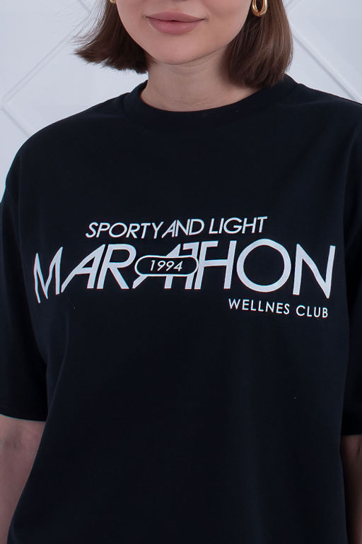 Арт. 3190 Футболка женская оверсайз 42-48 (4 шт) Цвет:черный - Калинка фото 2