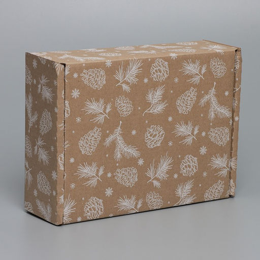 Цена за 2 шт. Коробка новогодняя складная «Шишки», бурый, 27×21×9 см, Новый год