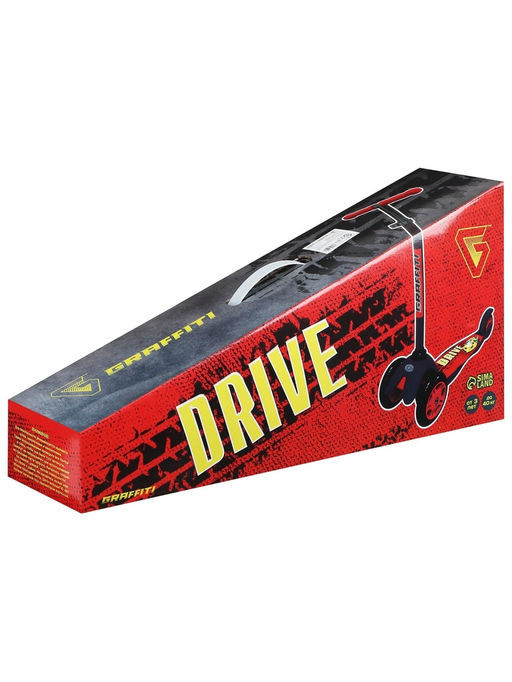 Самокат GRAFFITI Drive, колёса PU 110/75 мм, ABEC 7, красный