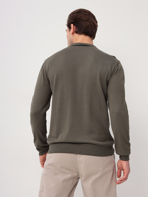 Джемпер мужской с воротником поло GREG G128-AC435 (хаки)  фото 5