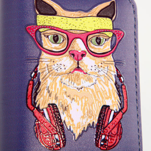 Кошелёк детский Выбражулька Cool cat, на молнии, фиолетовый