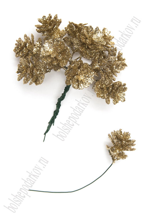 Веточка декоративная 9 см (12 шт) SF-7810, золото №24 - Больше подарков фото 2