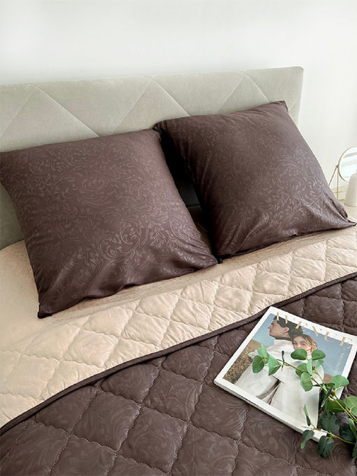 Комплект постельного белья с одеялом New Style КМ-001 коричневый-бежевый