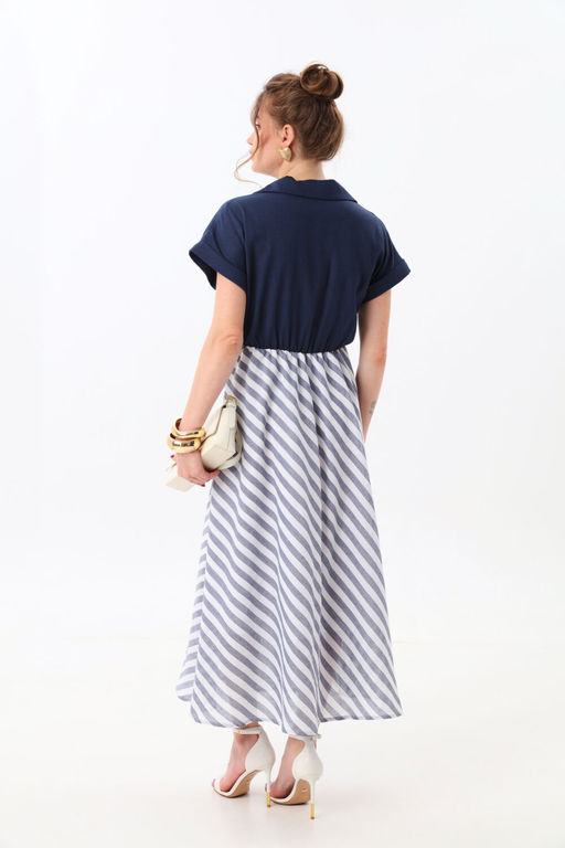 Платье NIKVA н969-1 индиго+сине-белая полоска фото 6