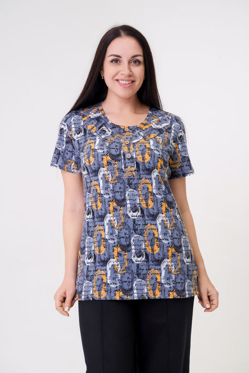 Туника женская из кулирки Наина газета макси - Амадэль фото 2