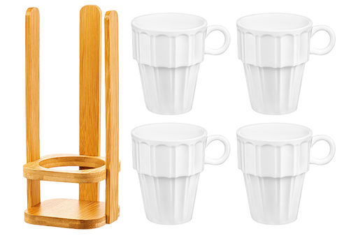 Набор 4 кружек 170 мл 10,5*8,5*21 см Ампир на бамбуковой подставке - Elan gallery фото 9