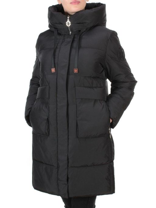 8966 BLACK Пальто зимнее женское CLOUD LAG CAT (200 гр. холлофайбер)