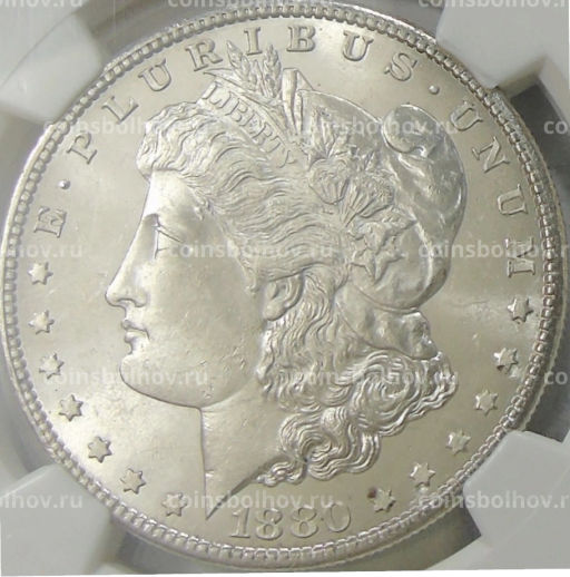 1 доллар 1880 года S США Доллар Моргана (в слабе NGC MS 63)