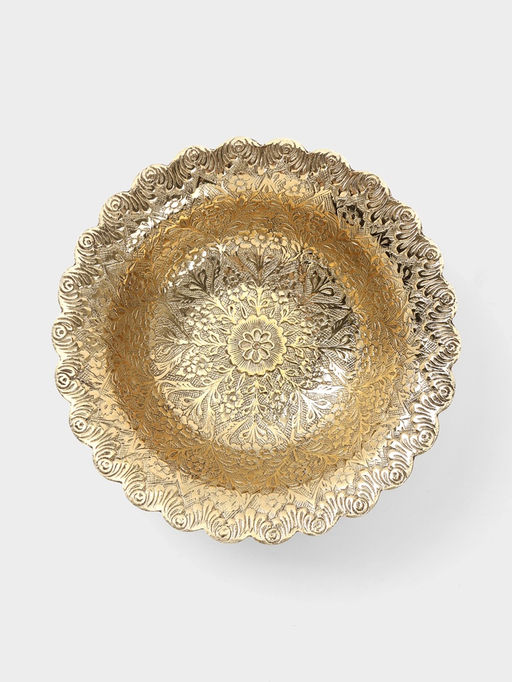 Цена за 2 шт. Блюдо сервировочное на ножке «Цветущая поляна», 18×18×6.5 см, латунь