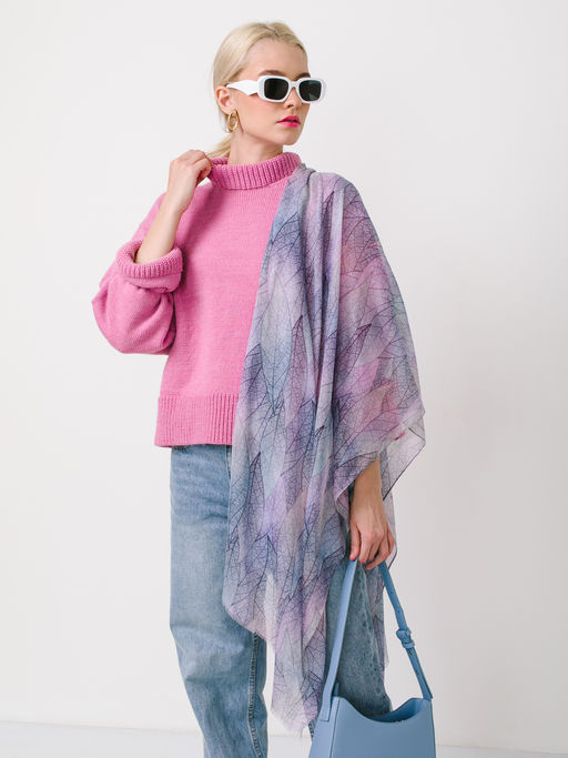 Большой, мягкий, тонкий и очень нежный двусторонний палантин с рисунком в стиле арт-деко - Tantino фото 4