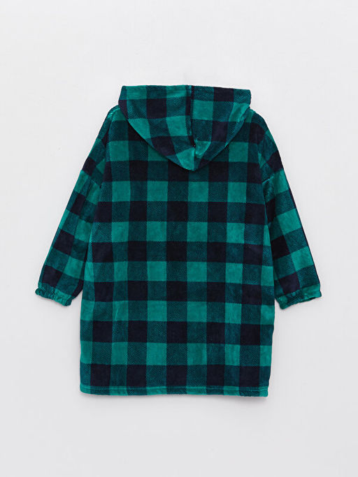 Kap??onlu Ekose Polar Erkek ?ocuk Pijama ?st