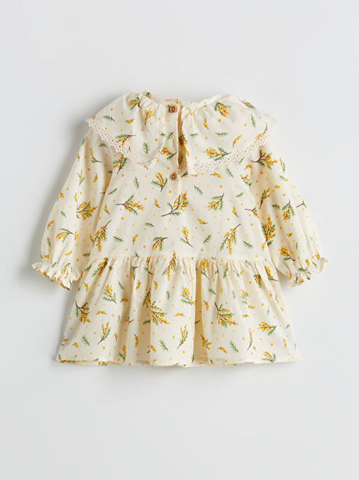 Kolu Lastikli ?i?ekli K?z Bebek Elbise