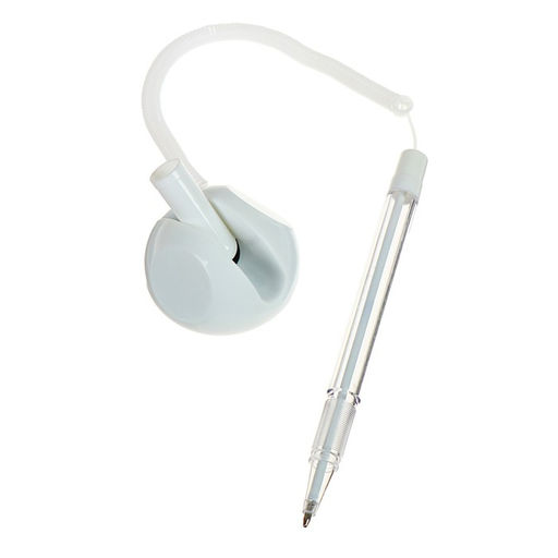 Цена за 2 шт. Ручка шариковая 0.5 мм на подставке «Стоп» с липучкой и шнуром, стержень синий, корпус белый