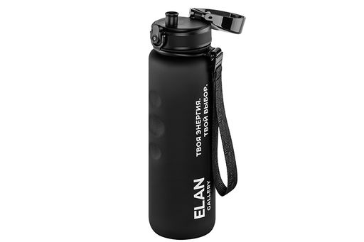 Бутылка для воды 1000 мл 7,8*7,8*28,5 см Style Matte с углублениями д/пальцев черная, мотивацион. - Elan gallery фото 8