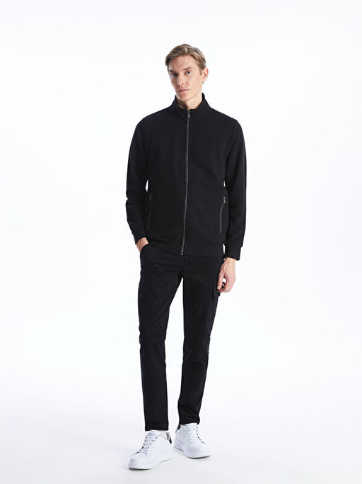 Dik Yaka Uzun Kollu Erkek Fermuarl? Sweatshirt