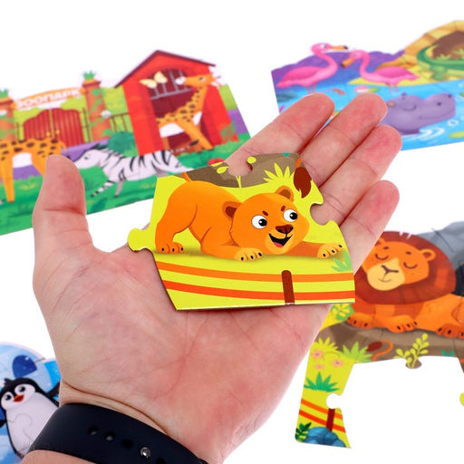 Фигурные пазлы 4 в 1 Животные, 9, 12, 15, 20 элементов - Puzzle time фото 8