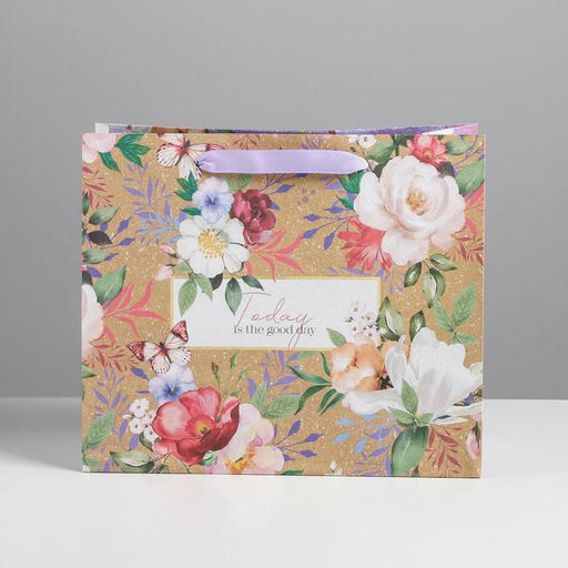 Пакет крафтовый горизонтальный Today, ML 25 х 21 х 11,5 см - Дарите счастье фото 2