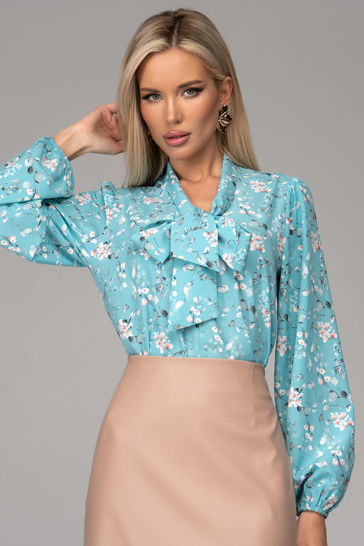 Блузка Бант (голубой/цветы) - Эльза фото 19