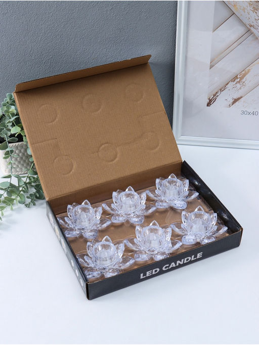 Светодиодная свеча LED - ночник RISALUX «В лотосе», 3×LR1130, прозрачный, 10.5×10.5×4.5 см