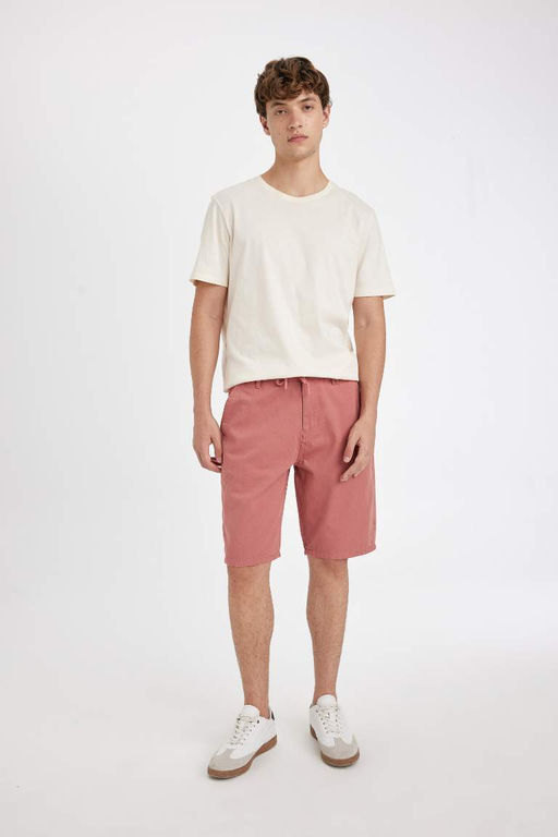 Габардин-бермуды обычного кроя, прямые брючины - Defacto фото 2