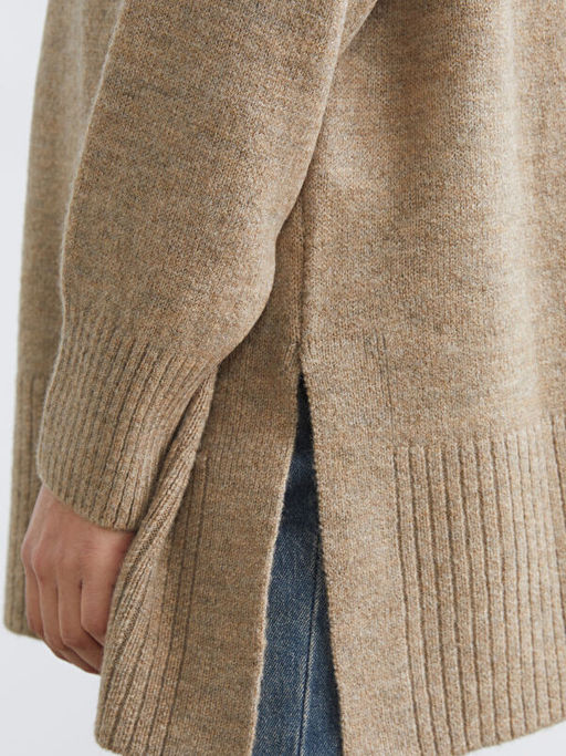 Bal?k?? Yaka Oversize Kad?n Triko Tunik