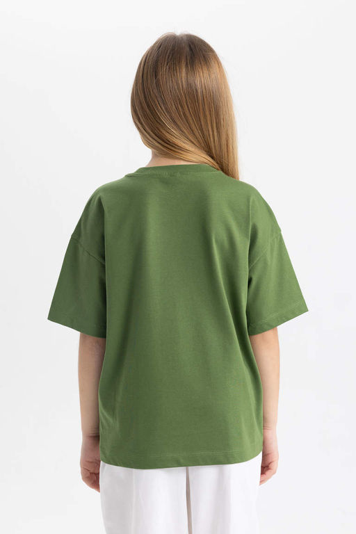 Футболка с короткими рукавами и принтом для девочек Relax Fit - Defacto фото 6