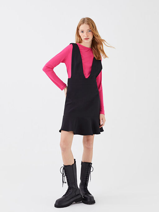 Kad?n V Yaka D?z Kolsuz Elbise