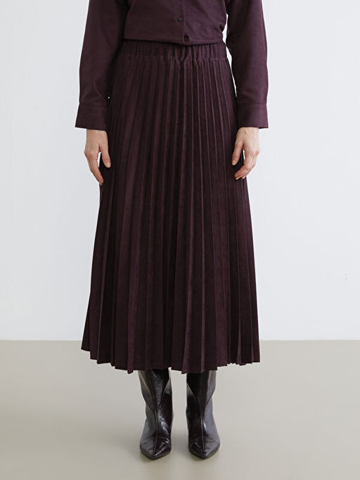 Beli Lastikli S?et G?r?n?ml? Pileli Etek