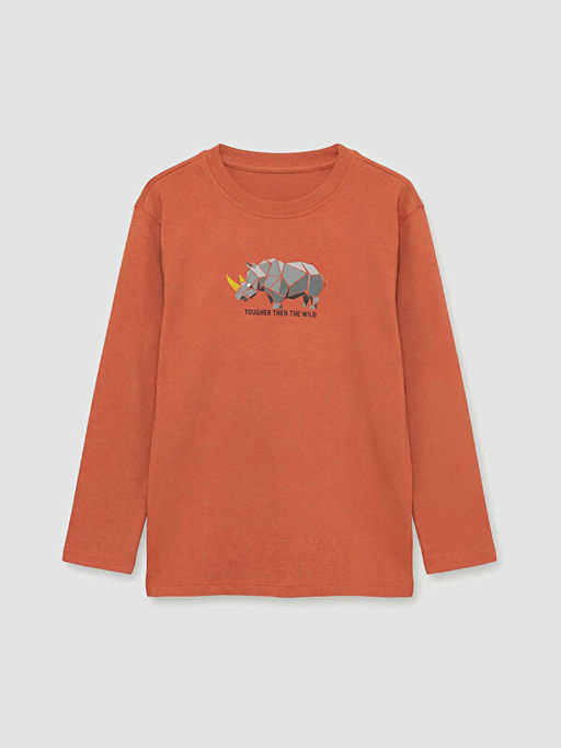 Bisiklet Yaka Bask?l? Erkek ?ocuk Ti??rt 3l?