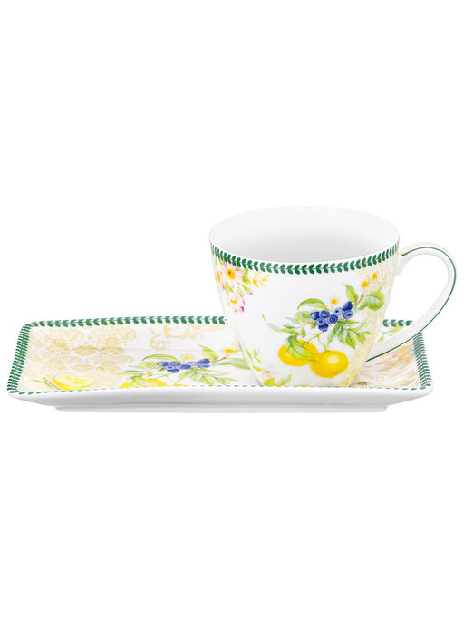 Чашка 250 мл с блюдцем для десерта 20*10*2 см Лимоны, NEW BONE CHINA - Elan gallery фото 28