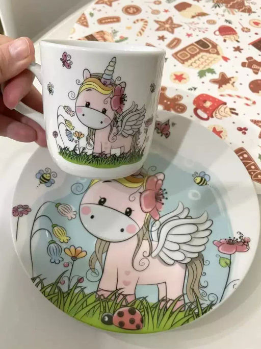 Набор Единорог тарелка 18см, салатник 15см, кружка 230мл C518 (292090) /DANIKS/ фото 6