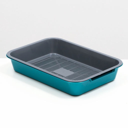 Туалет средний с сеткой 36×26×6.5 см, серый/бирюзовый