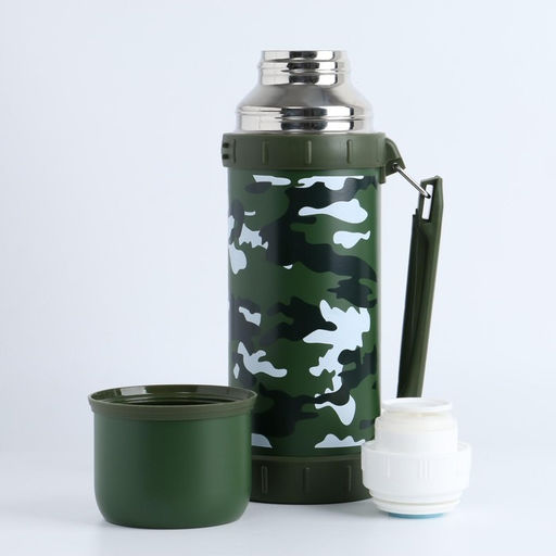 Термос Мастер К Движение, 1.2 л, 11?29 см, с кружкой, сохраняет тепло 18 ч, нержавеющая сталь, зелёный