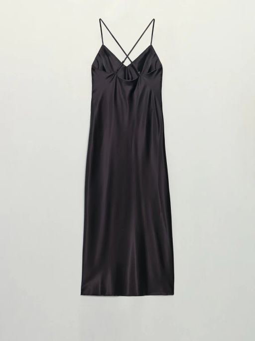 Атласное платье миди на бретелях / Zarina