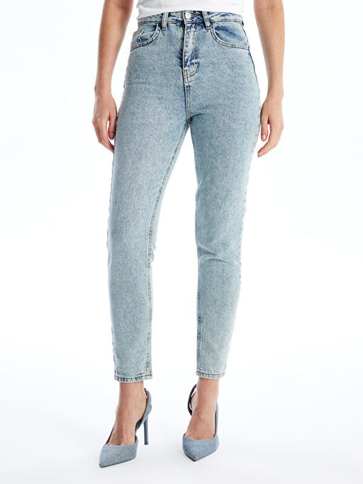 Y?ksek Bel Slim Fit Kad?n Jean Pantolon