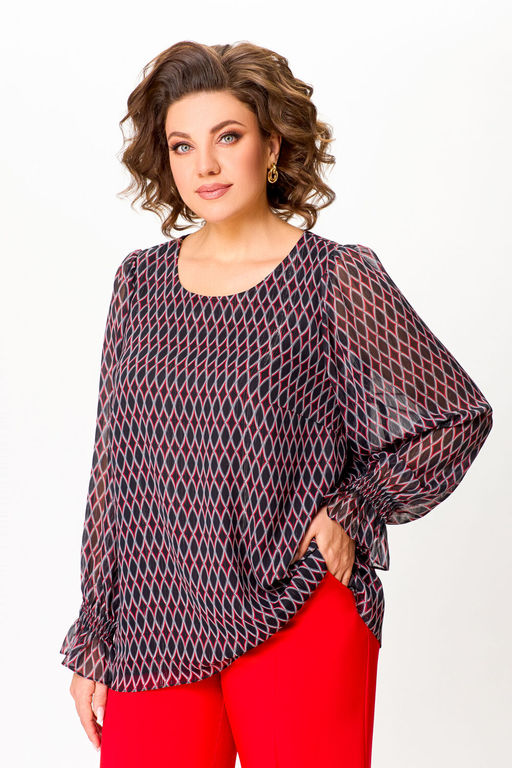 Блуза Swallow 803.2 черный+серебряный узор фото 748