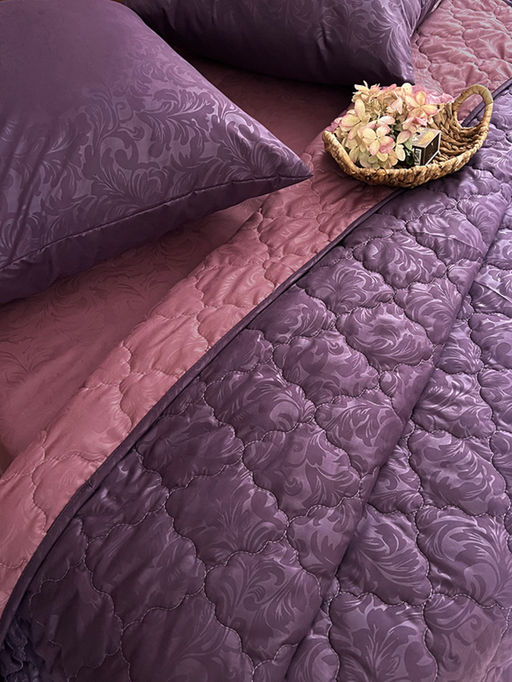 Комплект постельного белья с одеялом New Style КМ-025 баклажан-бордо