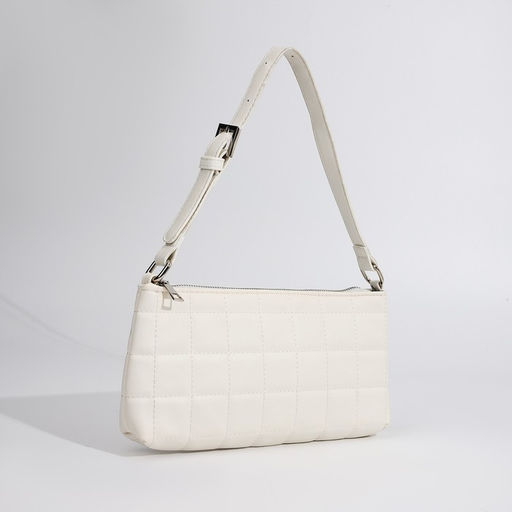 Сумка-багет на молнии, цвет белый - Simaland фото 3