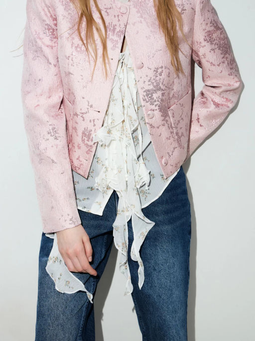 Укороченный жакет из жаккарда ZR2604032501-96 / Zarina