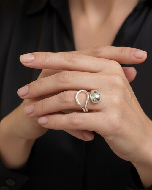 Кольцо с белым серебрением